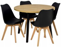 Набір 4 скандинавські стільці + круглий стіл 100 см