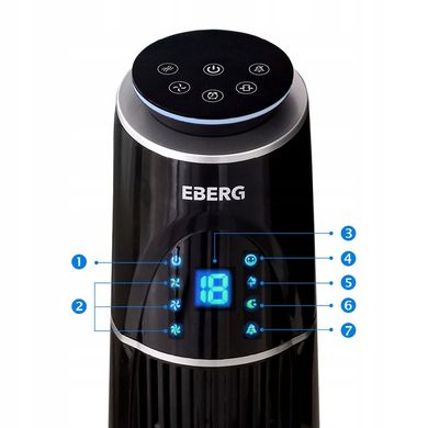 Колонний вентилятор Eberg acum, тихий вентилятор для підлоги, іонізація
