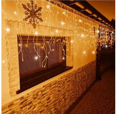 Гирлянда бахрома 14.5 м 300 LED Белый теплый + Flash