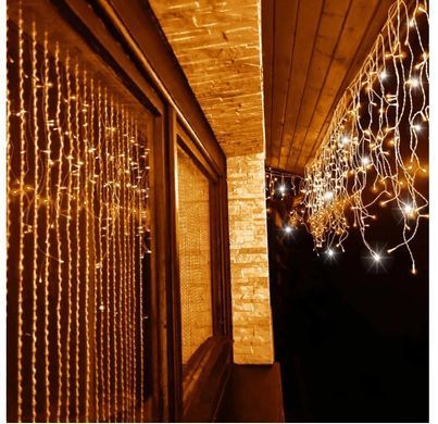 Гирлянда бахрома 14.5 м 300 LED Белый теплый + Flash