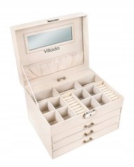Скринька для прикрас Villado кремова з екошкіри. Органайзер для біжутерії