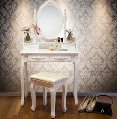 Туалетный стол Mirka наклонное зеркало + табурет