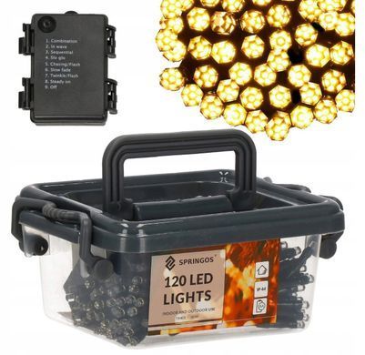 Гирлянда на батарейках 120 LED Теплый белый