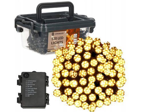 Гирлянда на батарейках 120 LED Теплый белый