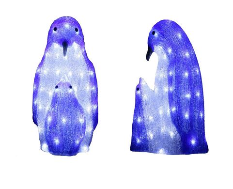 Новорічна скульптура "Пінгвіни" 50 LED, Висота прикраси 40 см