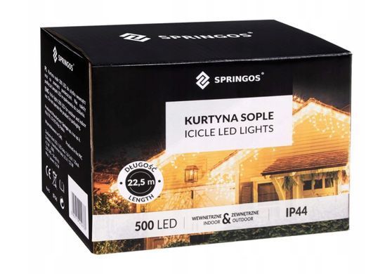 Гірлянда бахрома 500 LED 23 м Білий холодний