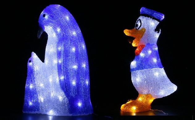 Новогодняя скульптура "Пингвины" 50 LED, Высота украшения 40 см
