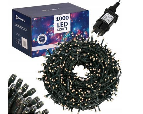 Гирлянда 1000 LED 52.5 м Белый теплый 8 режимов