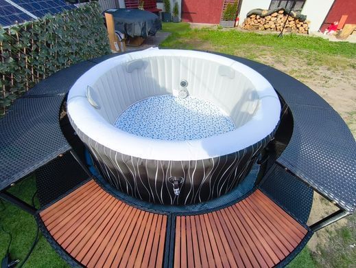 Обшивка для SPA-бассейна из полиротанга круглая Casaria, черная, &Oslash;206 см