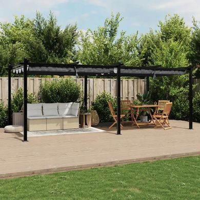 Садовая беседка с раздвижной крышей, антрацит, 3x6 м