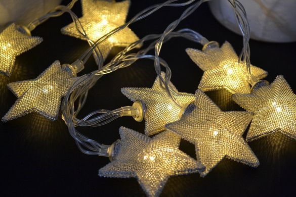 Новогодняя гирлянда "Звезды" 8 LED, Белый теплый свет
