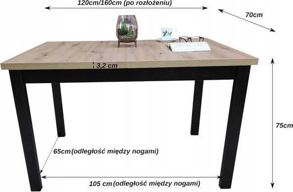 Раскладной стол 70х120/160 + 4 дубовых стула LOFT