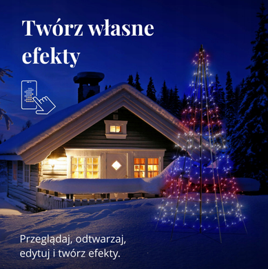 Светодиод Twinkly Light Tree 300 RGBW, черный столб, 2 м, IP44
