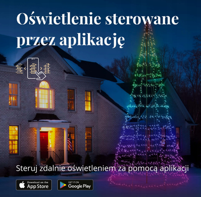 Светодиод Twinkly Light Tree 300 RGBW, черный столб, 2 м, IP44