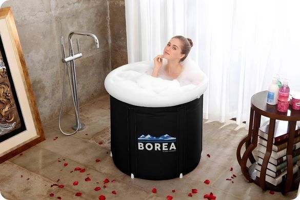 Складна ванна для крижаних ванн та моржування Borea 360 л, 80 см з термометром, кришкою та насосом