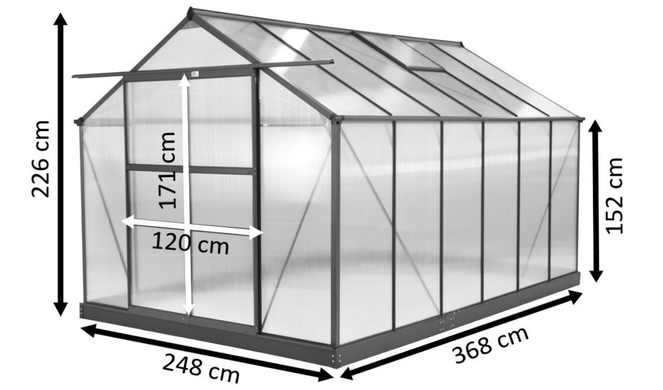 ﻿Алюминиевая теплица Азалия 2,5 х 3,7 м CoverTech зеленая