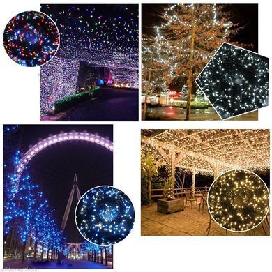 Новорічна гірлянда 1000 LED, Довжина 67m, Біле холодне світло, Кабель 2,2 мм
