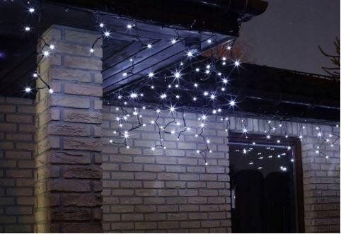Новогодняя гирлянда бахрома 12 м 300 LED (Холодный белый с синей вспышкой)