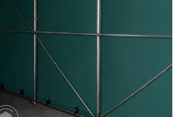 Гаражный павильон 6х18м - высота боковых стен 2,7м с воротами 4,1х2,9м, ПВХ 850, темно-зеленый