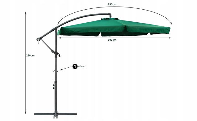 Садовый зонт Furnide зеленый, 300 см.