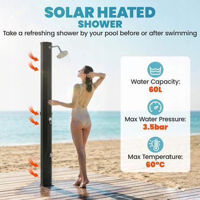 Солнечный садовый душ Outsunny 60 л с поворотной лейкой 360&deg;
