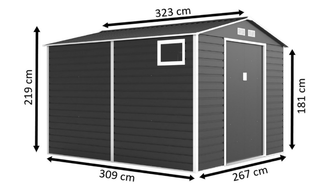 Металлический сарай для инструментов Мальмё 2,8 x 3,2 м Store Boss антрацит