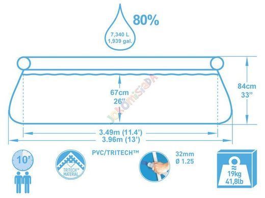 Бассейн надувной BESTWAY 396х84 см