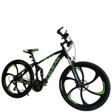 Велосипед MTB Pelikan 3.0 черная рама 17 дюймов, Зелёный, 17"