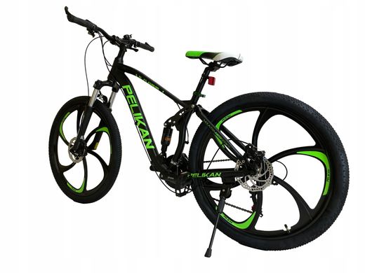 Велосипед MTB Pelikan 3.0 чорна рама 17 дюймів, Зелений, 17"