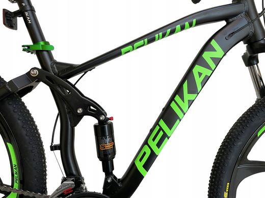 Велосипед MTB Pelikan 3.0 чорна рама 17 дюймів, Зелений, 17"