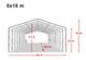 Гаражный павильон 6х18м - высота боковых стен 2,7м с воротами 4,1х2,9м, ПВХ 850, темно-зеленый, установка - бетон - 8