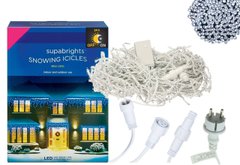 Новогодняя гирлянда Бахрома 500 LED, Белый холодный свет 22,5W, 24 м + Ночной датчик