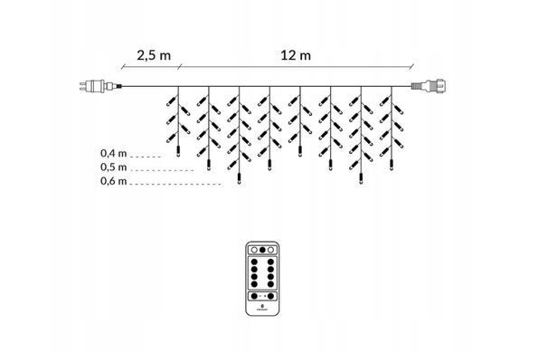 Гірлянда бахрома 14.5 м 300 LED Мультиколір з пульом