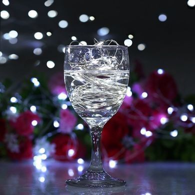 Новогодняя гирлянда 50 LED, Белый холодный свет + пульт