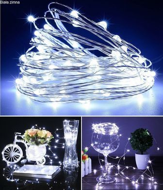 Новорічна гірлянда 100 LED, Довжина 11 М, Біле тепле світло 230В.