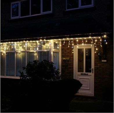Новогодняя гирлянда бахрома 5,5 м 100 LED (Теплый белый с холодной белой вспышкой)