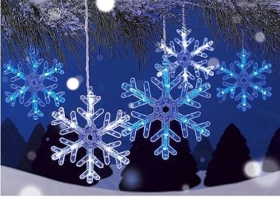 Новогодняя гирлянда "Снежинки" 100 LED, 4 Метра