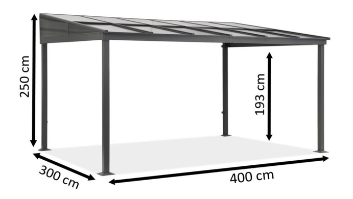 Алюминиевая крыша для террасы 3 x 4 м