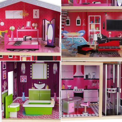 Игровой кукольный домик для барби Ecotoys 4118 Malibu + лифт