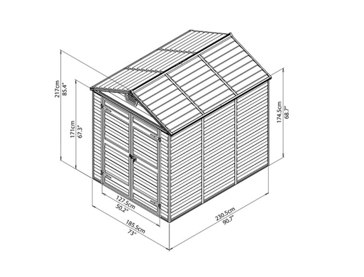 Інструментальний сарай SkyLight 1,85 м x 2,31 м сірого кольору, Палрам - Canopia