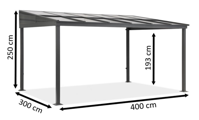 Алюминиевая крыша террасы 3 x 4 м антрацит