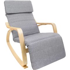 Кресло качалка с подставкой для ног-серое