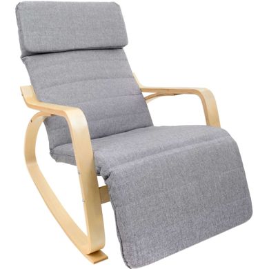 Кресло качалка с подставкой для ног-серое