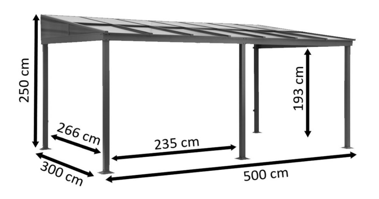 Алюминиевая крыша террасы 3 x 5 м антрацит