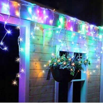 Новогодняя гирлянда бахрома 9,5 м 200 LED (Многоцветная с холодной белой вспышкой)