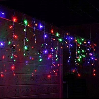 Новогодняя гирлянда бахрома 9,5 м 200 LED (Многоцветная с холодной белой вспышкой)