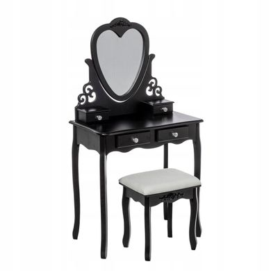 Туалетний столик чорний з дзеркалом для косметики + стілець