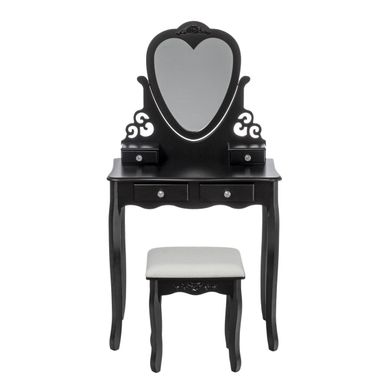 Туалетный столик черный с зеркалом для косметики + стул