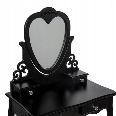 Туалетний столик чорний з дзеркалом для косметики + стілець