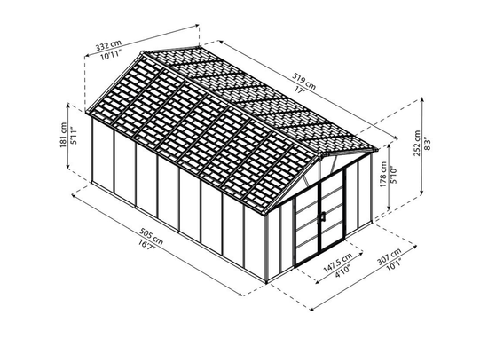 Большой инструментальный сарай Palram - Canopia Yukon 3*5